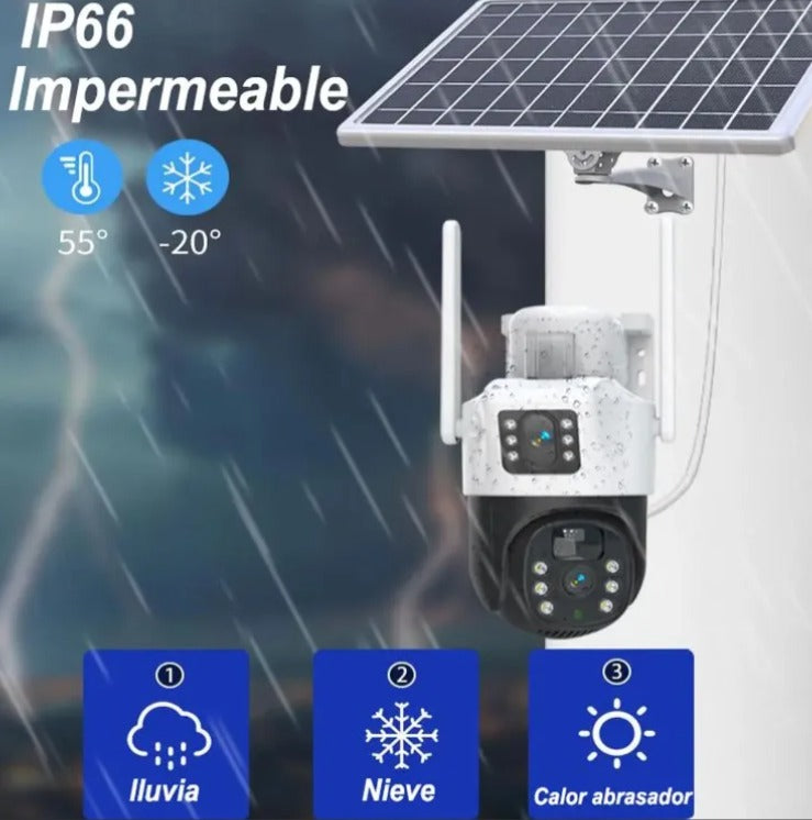 Cámara Solar 2K Doble Lente 360
