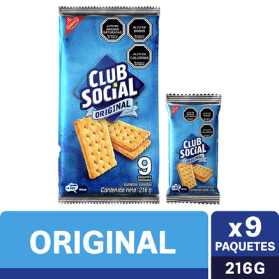 Club Social 9 paquetes individuales 216 gramos