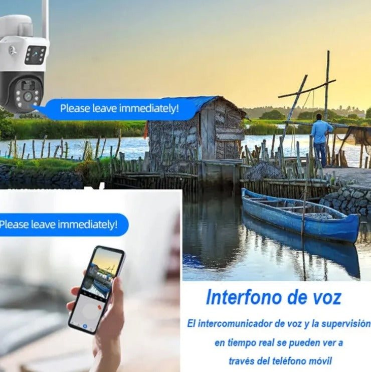 Cámara Solar 2K Doble Lente 360