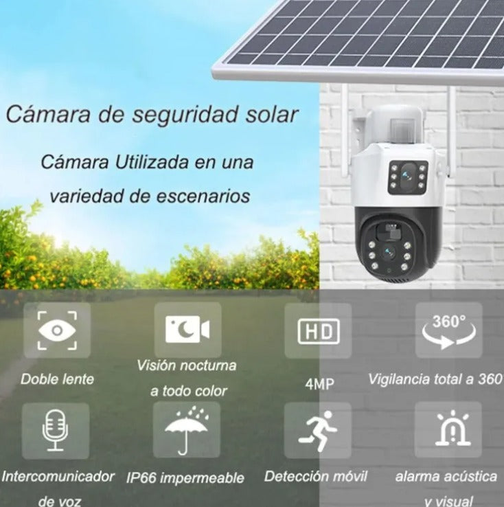 Cámara Solar 2K Doble Lente 360