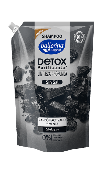 Ballerina Shampoo Detox Carbón Activado y Menta Doypack 750ml