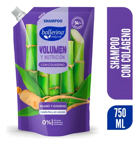 Ballerina Shampoo Bambú y Ginseng Doypack 750ml