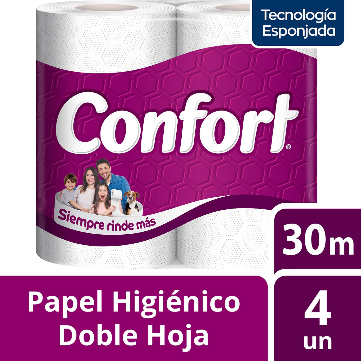 Papel Higiénico Confort Doble Hoja 4 Rollos 30 Metros