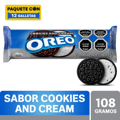 OREO sabor cookies and cream 108 gramos